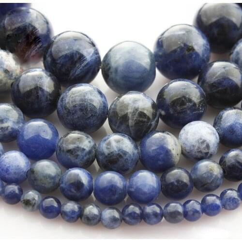 4mm 6mm 8mm 10mm 12mm Round Natural Blue Spots Stone Loose Beads Lot For Jewelry Making DIY Crafts Findings