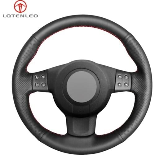 LQTENLEO Black PU Artificial Leather Sew Car Steering Wheel Cover For Seat Ibiza 6L leon MK2 leon Sport Altea Toledo 2005-2009
