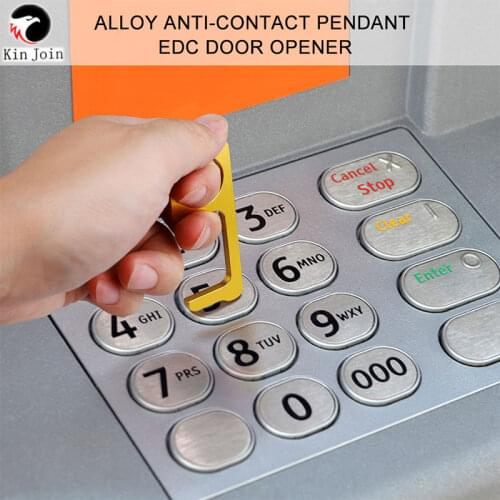 Small Elevator Button Contactless No-Touch Door Opener Door Handle Brass Key Grip Safety Protection Metal Portable Door Opener