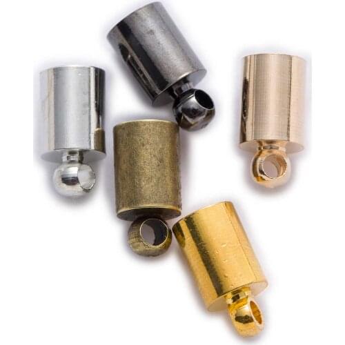 20 Piece 5 Colors Copper Cylinder Shaped Necklace Bracelet End Tip Beads Caps Findings Jewelry Making Tassel Caps 4-8mm