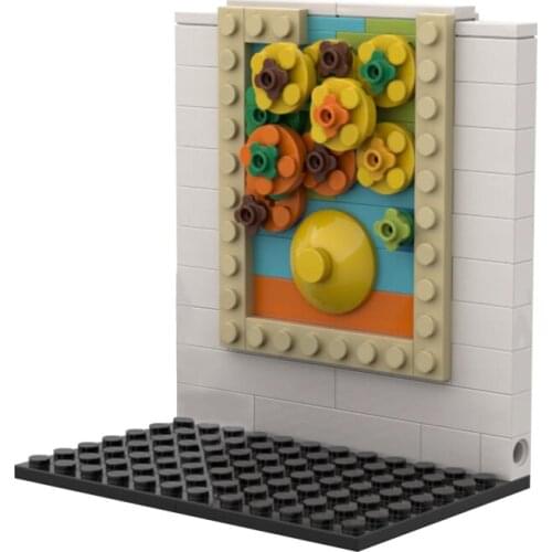 MOC Art Painting Famous Sunflower Flower Pixel Painting Building Block Model Fashion Home Wall Decoration DIY Toy Splicing Gift