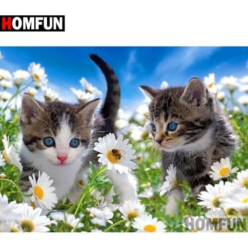 HOMFUN Full Square/Round Drill 5D DIY Diamond Painting "Animal cat" Embroidery Cross Stitch 5D Home Decor A01013