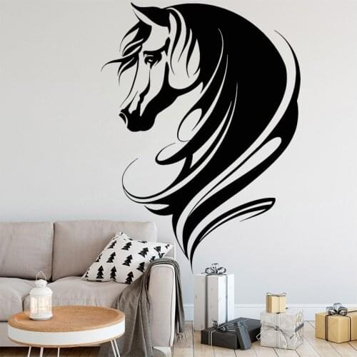 Horse Head Wall Sticker Abstract Vinyl Decal Bedroom Living Room Decoration Home Decor Removable Mural Cool O214