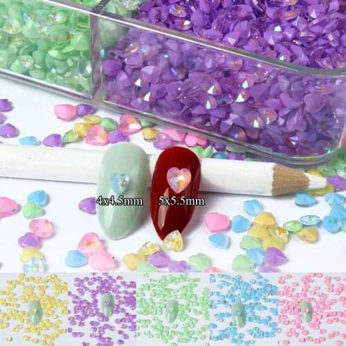 The New Mocha Pointed Bottom Heart 4x4.5MM And 5.5x5MM Nail Rhinestones Crystal Glass 30/100pcs For 3D nail Art Decoration Stone