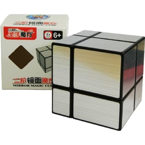 Newest Top ShengShou 2X2 Mirror Magic Cube Puzzle Silver/Gold Cube 2x2 Speed Cube Twisty Puzzle Educational Toys Drop Shipping