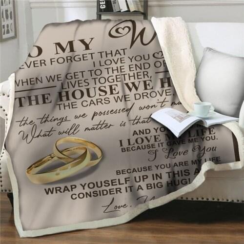 Ring 3D Print Plush Throw Blankets Sherpa Fleece Bedspread Blankets To My Wife Vintage Bedding Quilts Square Picnic soft Blanket