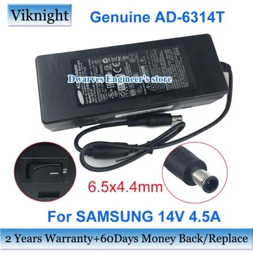 Genuine SVD5614V 14V 4.5A 63w ac power adapter for samsung A550 TS240C AD-6314N C24B750X S23A350 LCD MONITOR adapter charger