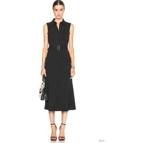 2020 Autumn Free Shipping Dress Sleeveless Empire Lapel New Blue Purple Fashion Womens Clothes Jingkelai