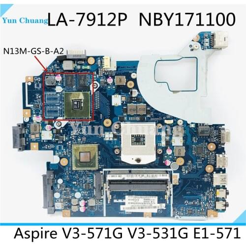 Q5WV1 LA-7912P motherboard works for Acer aspire V3-571G E1-571G V3-531G E1-571 laptop motherboard HM77 GPU GT710M to test 100