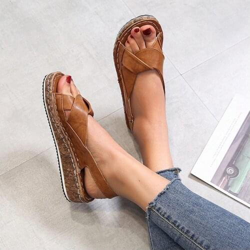 Platform Wedges Sandals Women Weave Female Causal High Heels Open Toe Comfort Fish Mouth Rome Summer Beach Sandal Durable Shoes