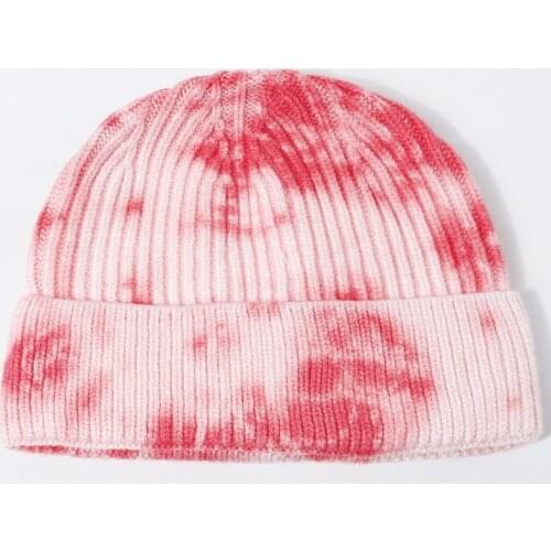 Womens Hat Korean Winter Hip Hop New Knitted Hat Mens and Womens Color Spot Tie Dye Melon Skin Cover Cold Hat