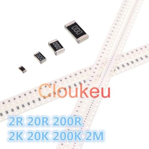0402 0603 0805 1206 1210 1812 2010 2512 1% 5% Chip Resistor 2R 20R 200R 2K 20K 200K 2M Ohm