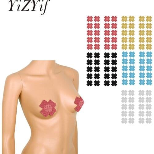 10 Pairs Women Cross Shape Self Adhesive Nipple Cover Sexy Breast Sticker Cross Shape Nipples Pasties Disposable Nipple Covers