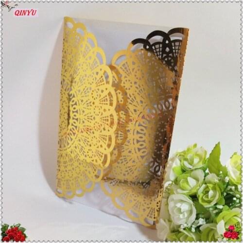 10pcs Gold White Red Laser Cut Flora Flower Luxury Flora Wedding Event Supplies Elegant Lace Party Decoration Cards 7zSH203