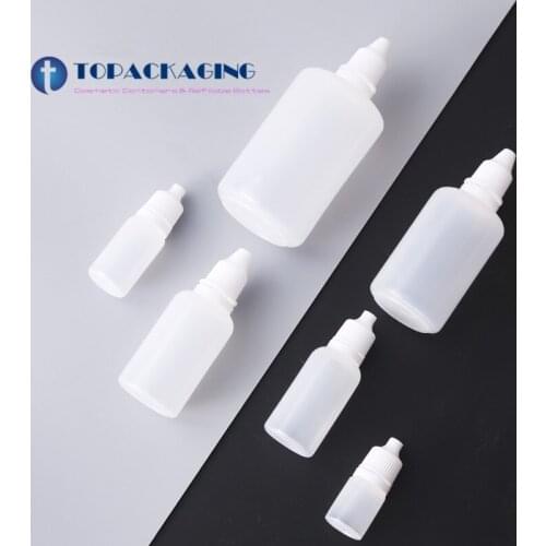 100PCs*5/10/20/30/50/100ml Empty Plastic Extrudable Dropper Bottle Eye Liquid Dispenser Squeezable Pressure Tamper Evident Cap