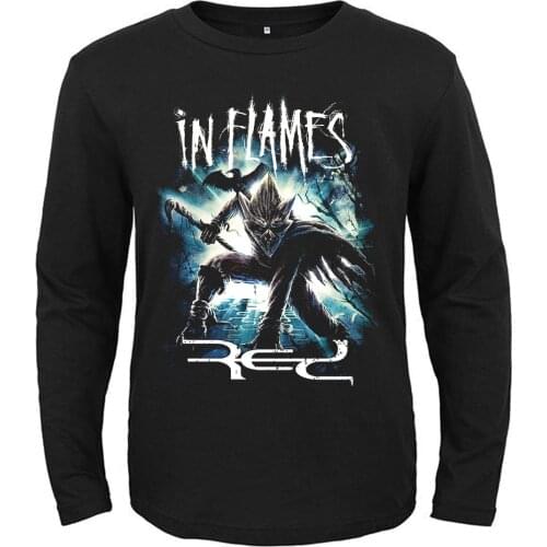 17 Designs Illustration Sweden In Flames Full Long Sleeve Rock Brand Shirt Fitness Hardrock Heavy Metal Skateboard Crow Tee