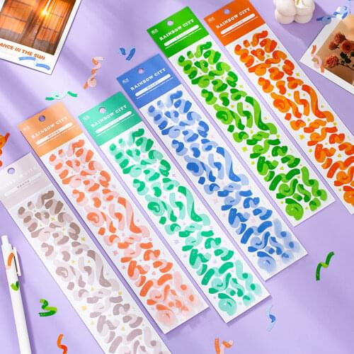 2 Sheets Cute Colorful Ribbon Stickers PVC Sticker package DIY diary junkJournal decoration stickers album scrapbooking