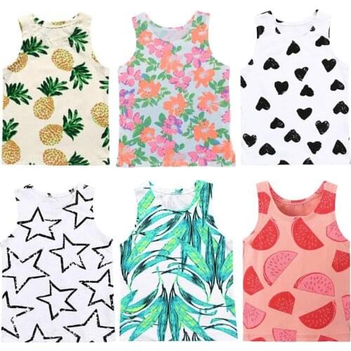 2021 Kids Wear Summer New Boys Girls Vest Yellow Pineapple Vest Shirt Toddler Sleeveless Tee Shirts Baby Girl Vest Boys Tshirts