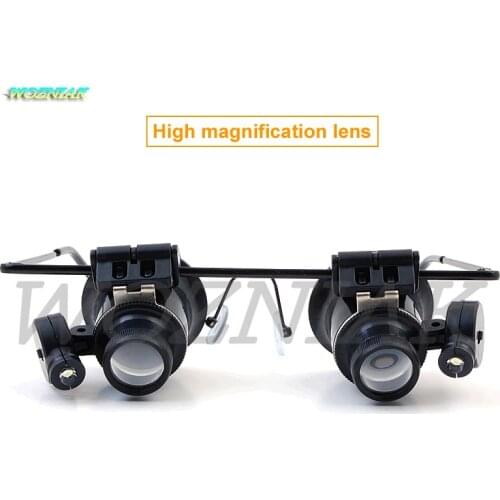 20x Glasses Goggles Magnifier With LED Lamp High-power Eye Repair Magnifier for iPhone IC Chip BGA CPU Maintenance Tool