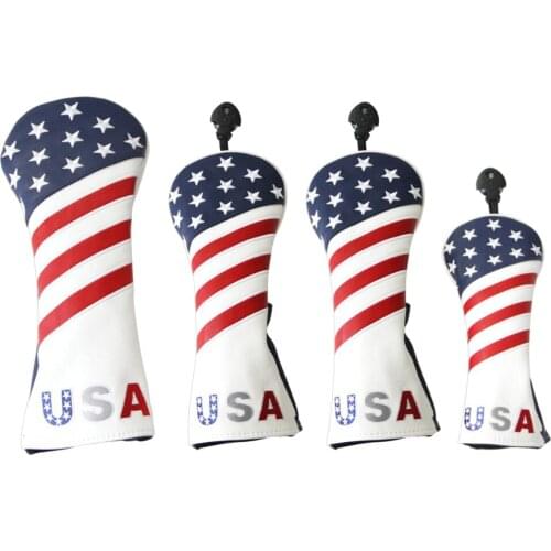 4x Golf Wood Covers with Interchangeable, Waterproof PU Leather 1 3 5 UT