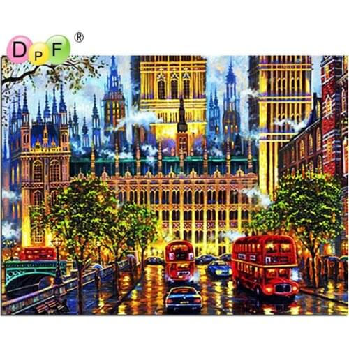 DIY Diamond Embroidery Cars in the street Diamond Painting Cross Stitch crafts Mosaic Landscape Rhinestones home decor Painting