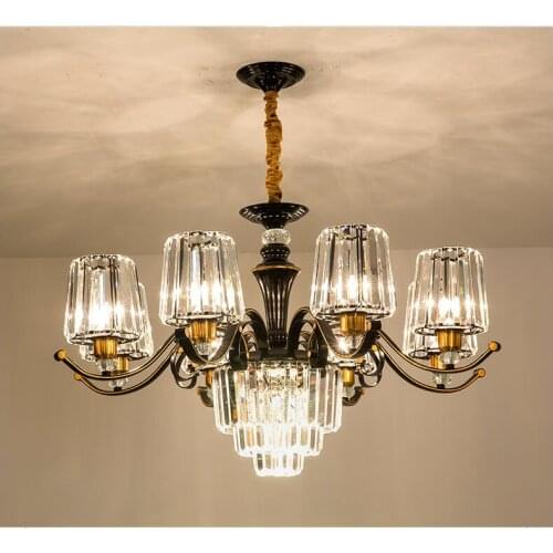 Free Shipping Chandelier Hanging Lamp Black Golden Candle Chandelier lustres de cristal for Living Dining Room Home Chandelier