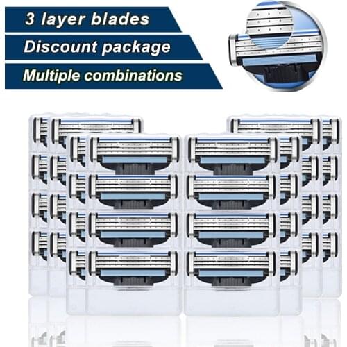 Razor Blades Fit Gillette Mach 3 Turbo Manual shaver Machines For Men Shaving Replaceable Straight Steel Blades