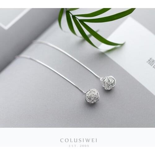 Colusiwei Silver 925 Jewelry Wool ball Drop Earrings for Women Abstract Art Design Earrings Female Jewelry Accessories Gifts