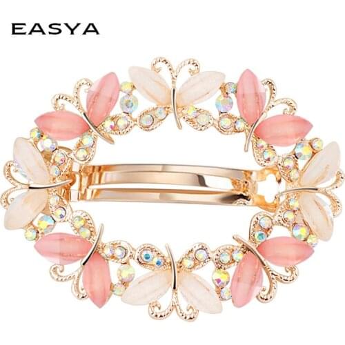 EASYA Elegant Rhinestone Butterfly Barrettes Hair Clips New Fashion Crystal Hairpins Headwear Hair Accessories For Women Girls