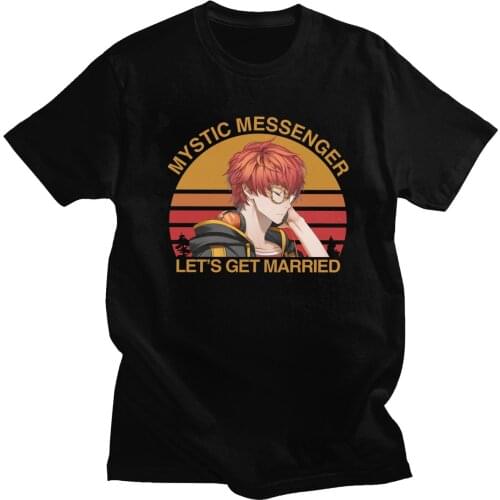 Classic Vintage Mystic Messenger T Shirt Men Short Sleeves Pure Cotton 707 Saeyoung Choi T-shirt Otome Game Tee Tops Fans Tshirt