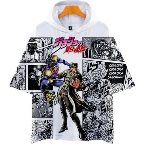 Summer Suitable JOJO 3D Hooded t shirt Men/women Harajuku New JOJO boys/girls 3D Hooded T shirt Streetwear tops
