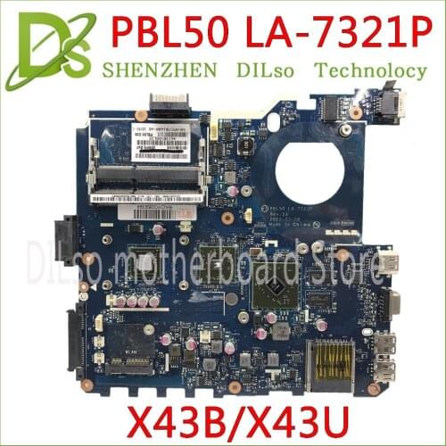 KEFU PBL50 LA-7321P For ASUS X43U K43U X43B K43B K43BY K43BR X43BR Laptop Motherboard with E450/E350 CPU&GPU 100% original