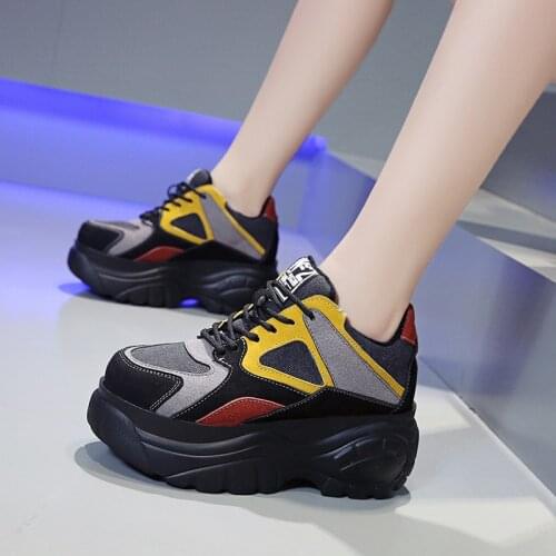 Autumn Women Chunky Sneakers Platform Stretch Ladies Casual Vulcanize Shoes Woman Dad Shoes Fashion Platform Sneakers