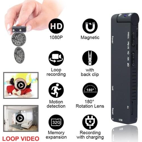 HD Mini 1080P Camera Vision Rotating Lens Camcorder Motion DVR Micro Body Magnetic Camera Loop Recording Video Clip Cam