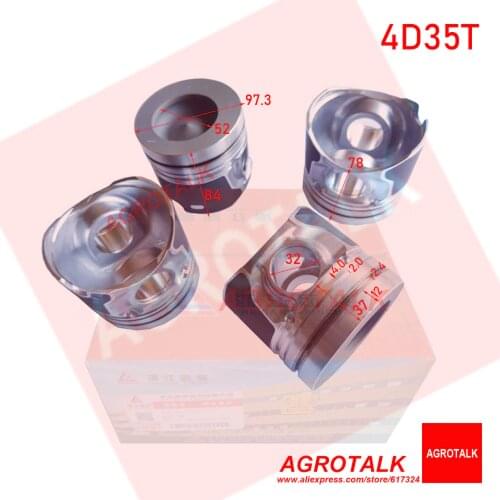 Set of pistons with piston rings for one engine for Zhejiang Xinchai A498BT, part number