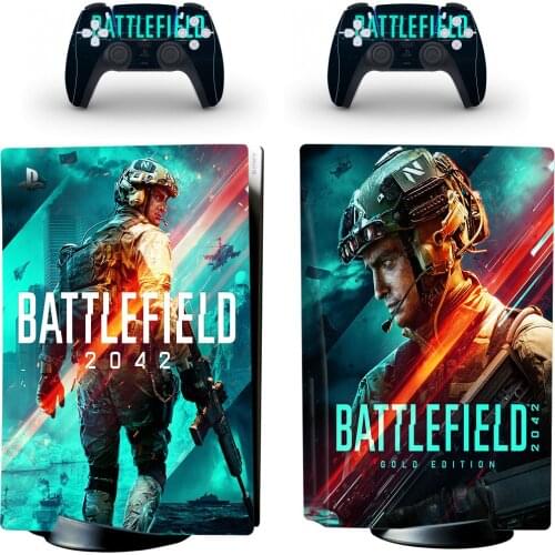 Battlefield 2042 PS5 Standard Disc Skin Sticker Decal Cover for PlayStation 5 Console and 2 Controllers PS5 Skin Sticker