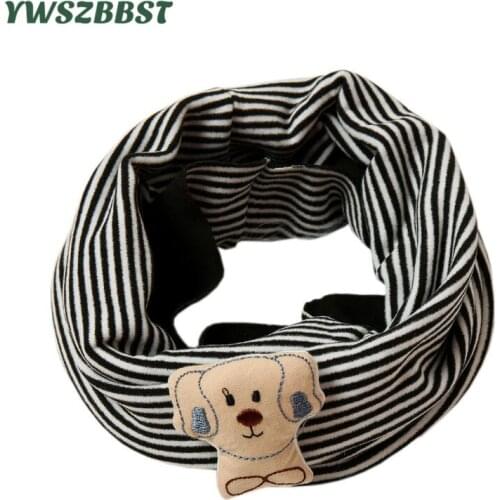 New Autumn Winter Baby Scarf Striped Cartoon Thick Warm Scarf for Boys Girls Outdoor Windproof Neck Scarf Collar