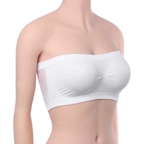Solid Color Tube Tops Ladys Summer Mesh Breathable Chest Wrapped Lingerie Strapless Invisible Bra Sexy Elastic Crop Tops