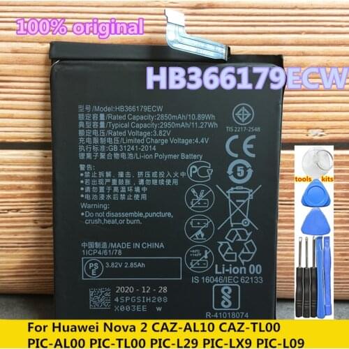 New Original HB366179ECW Real 2950mAh Battery For Huawei Nova 2 Nova2 PIC-AL00 PIC-TL00 PIC-L29 PIC-LX9 PIC-L09 Batteries