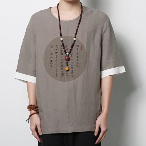 Traditional chinese clothing for men shirt linen male mandarin collar shirts for men clothes 2018 TA169