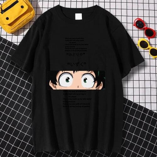 Anime My Hero Academia Letter Style Printing Male T-Shirt Funny Harajuku Top Casual Style Streetwear Fitted Summer T-Shirts Mens