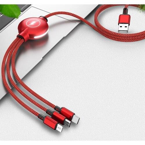 Schitec 5A USB Type C Cable 3 in 1 For iPhone 11 Samsung Xiaomi Mobile Phone Android Micro Cord Portable Multi Data Sync Wire