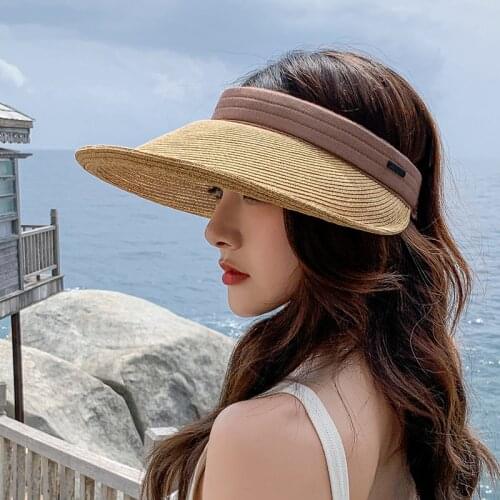 Magic Tape Panama Women Straw Hat Empty Top 2021 Womens Summer Hat Sun Protection Outdoor Sports Fishing Beach Chapeau Raffia