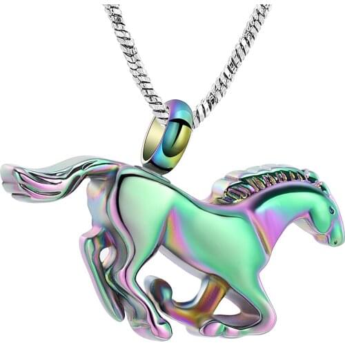 Galloping Horse Urn Necklace for Ashes Keepsake Holder Memorial Cremation Jewelry for Ashes Women Men