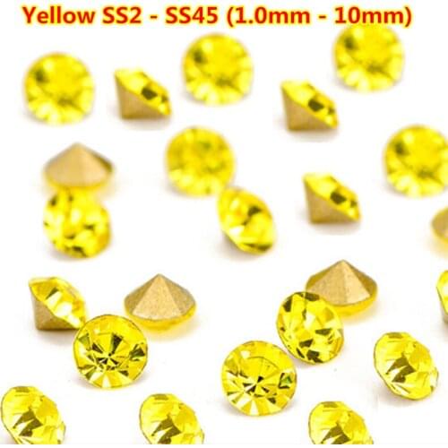 Ss30 Yellow Crystals Point Rhinestones Glass Strass Chaton Pointback Crystal Stones For Wedding Dress Clothes Decoration