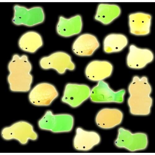 20pcs/pack Mochi Squishy Squeeze Cat Cute Antistress Squish Set Soft Mini Animal Squichy glow in the dark kids Toys for Children