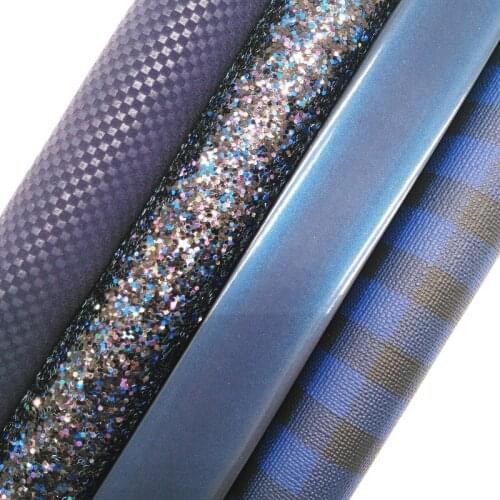Navy Blue Glitter Fabric,Faux Leather Fabric, Denim Synthetic Leather Fabric Sheets For Bow A4 21x29CM Twinkling Ming XM655
