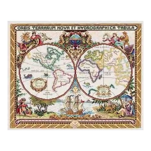 11CT accurate printed cloth Home Decoration DIY Embroidery Art European landscape map pattern Cross-Stitch Kit T087