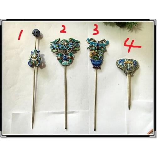 Traditional Engraving Hollow-out Unearthed 999 Fine Silver Hair Stick Pure Handmade Wire Inlay Pinach Artwork Hair Accessories