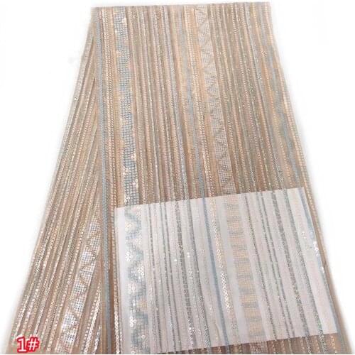 Exquisite multi-color vertical sequined tulle embroidery, African style lace fabric, suitable for ladies party dresses